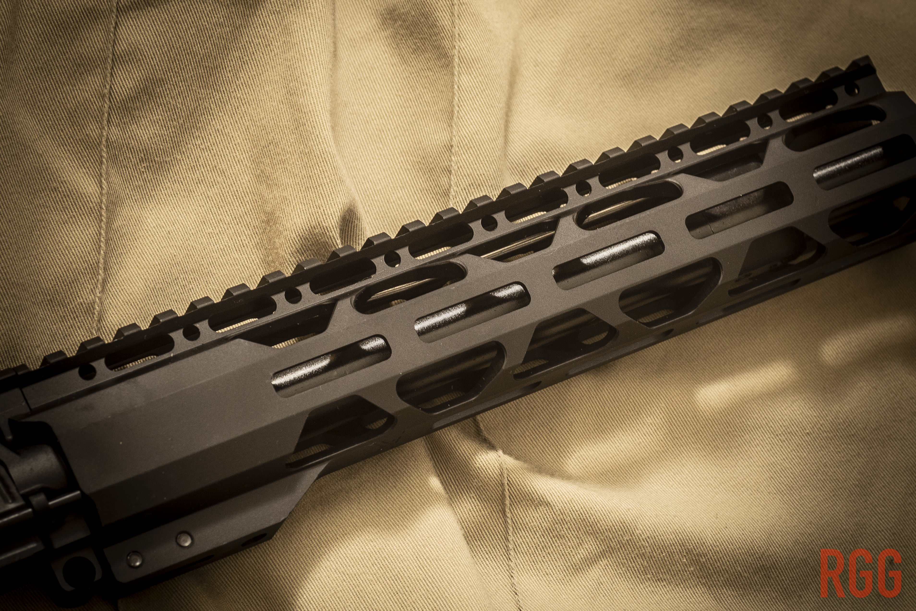 An M-LOK Handguard for an AR-15. Components courtesy of Radical Firearms.